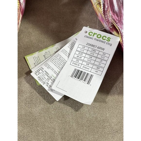 NEW Crocs Classic Marbled Tie Dye Clog Pink And Yellow Men\'s‎ 13 new With Tag main image 3